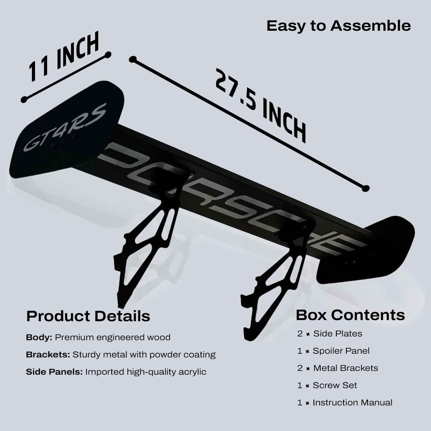 GT4 RS Spoiler Shelf for Wall – Spoiler Shelf for Home, Office, Garage | Race Car Inspired Display Wall Shelf