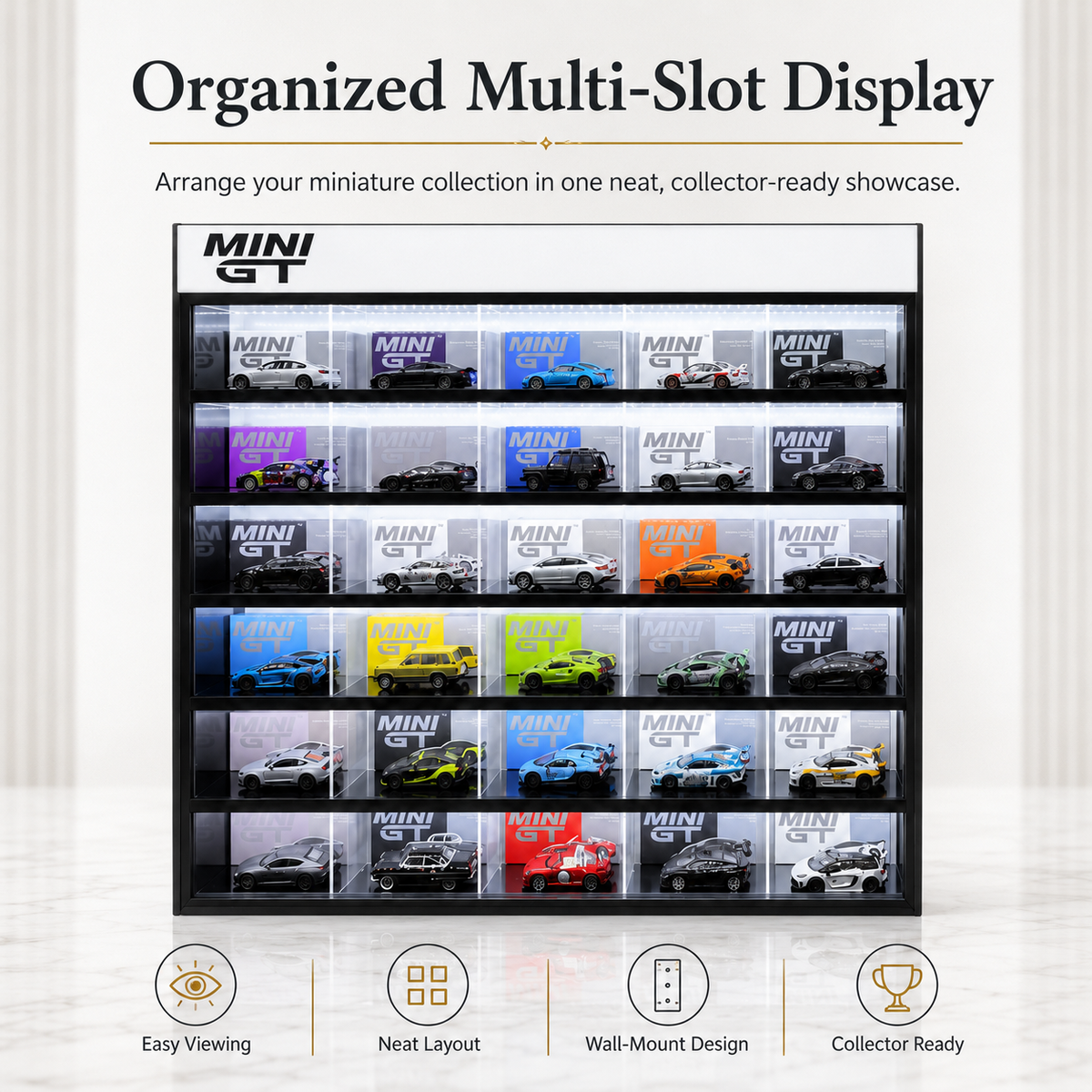 30-Compartment Display Case with Sliding Cover – Mini GT 1:64 Scale