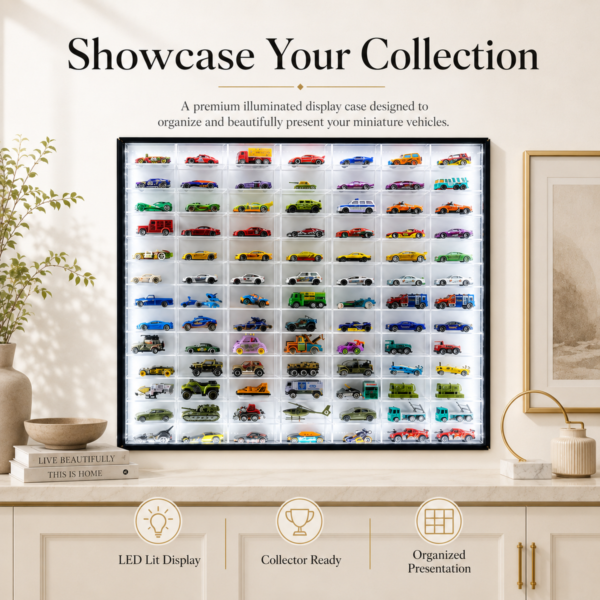 78-Compartment LED Display Case