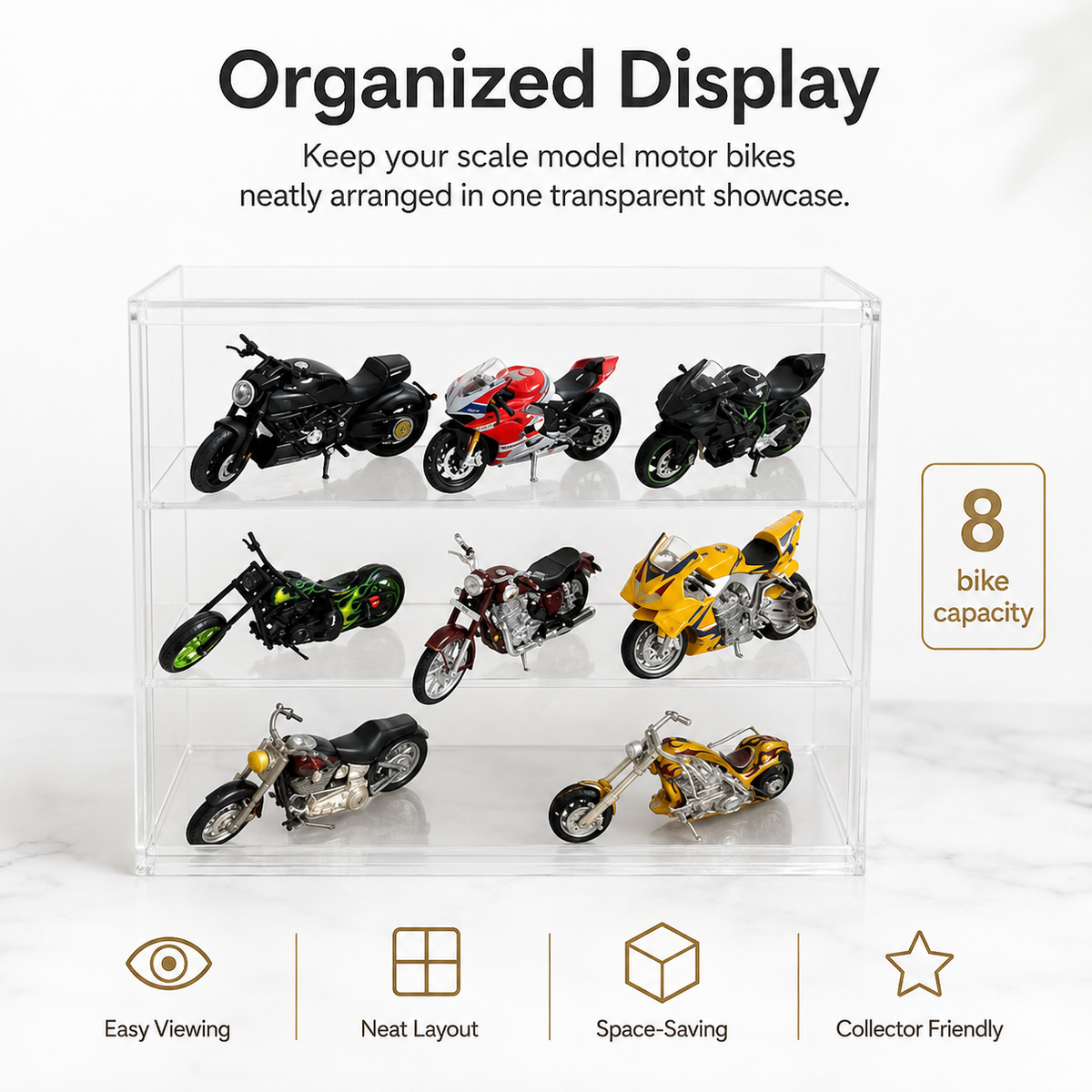 Motor Bikes 1:18 Transparent Organiser
