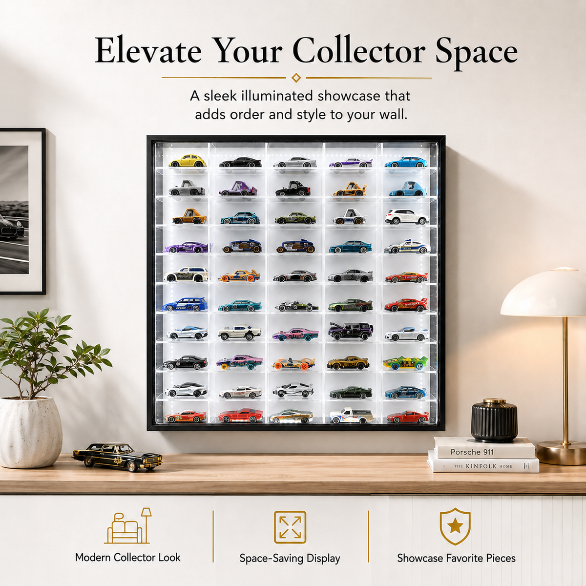 50-Compartment LED Display Case