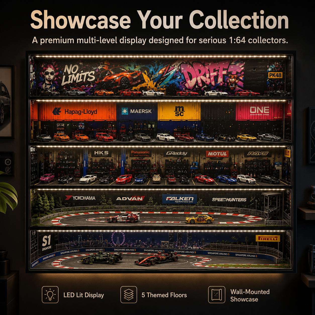 5-Floor LED Garage Display with Acrylic Cover