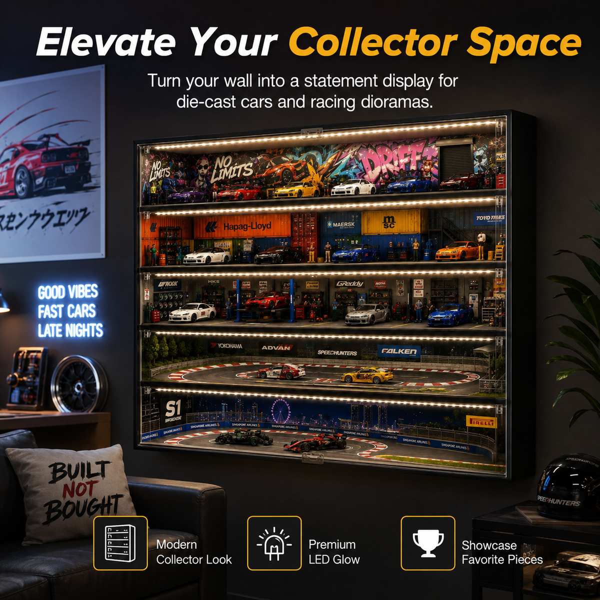 5-Floor LED Garage Display with Acrylic Cover