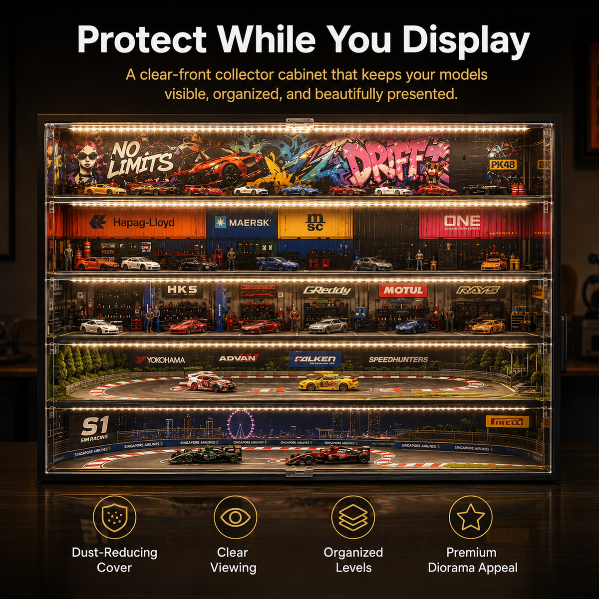 5-Floor LED Garage Display with Acrylic Cover