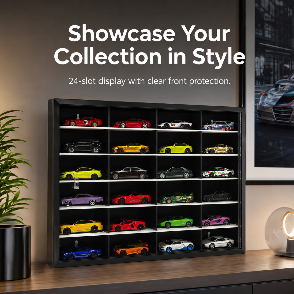 24-Compartment Display Case with Sliding Cover