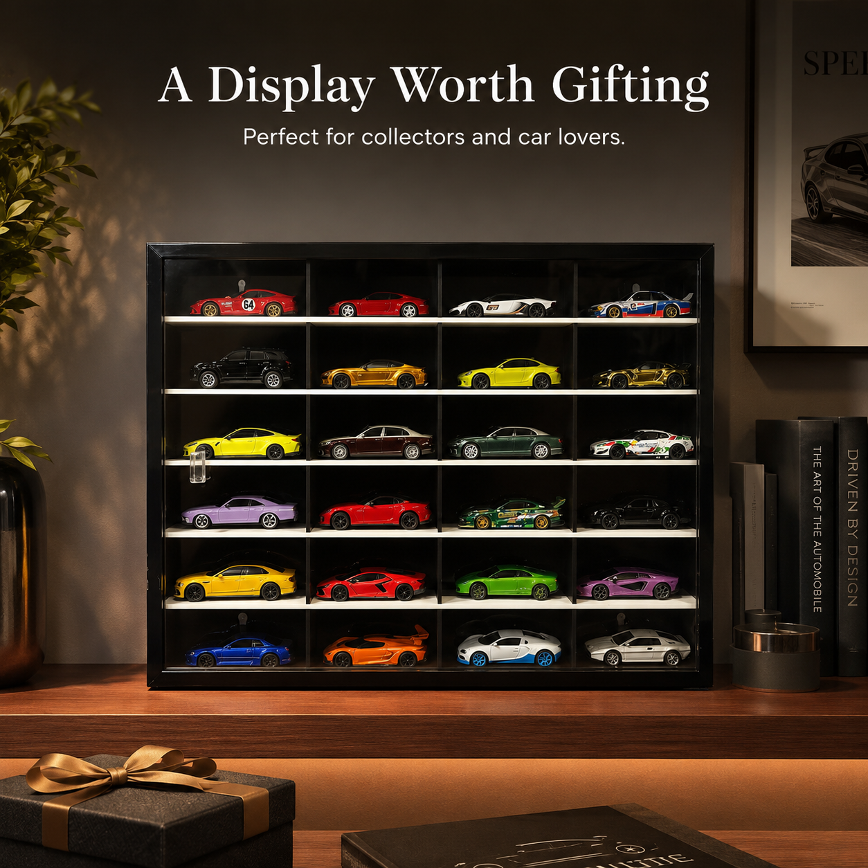24-Compartment Display Case with Sliding Cover