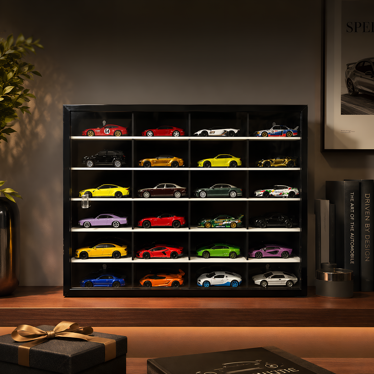24-Compartment Display Case with Sliding Cover