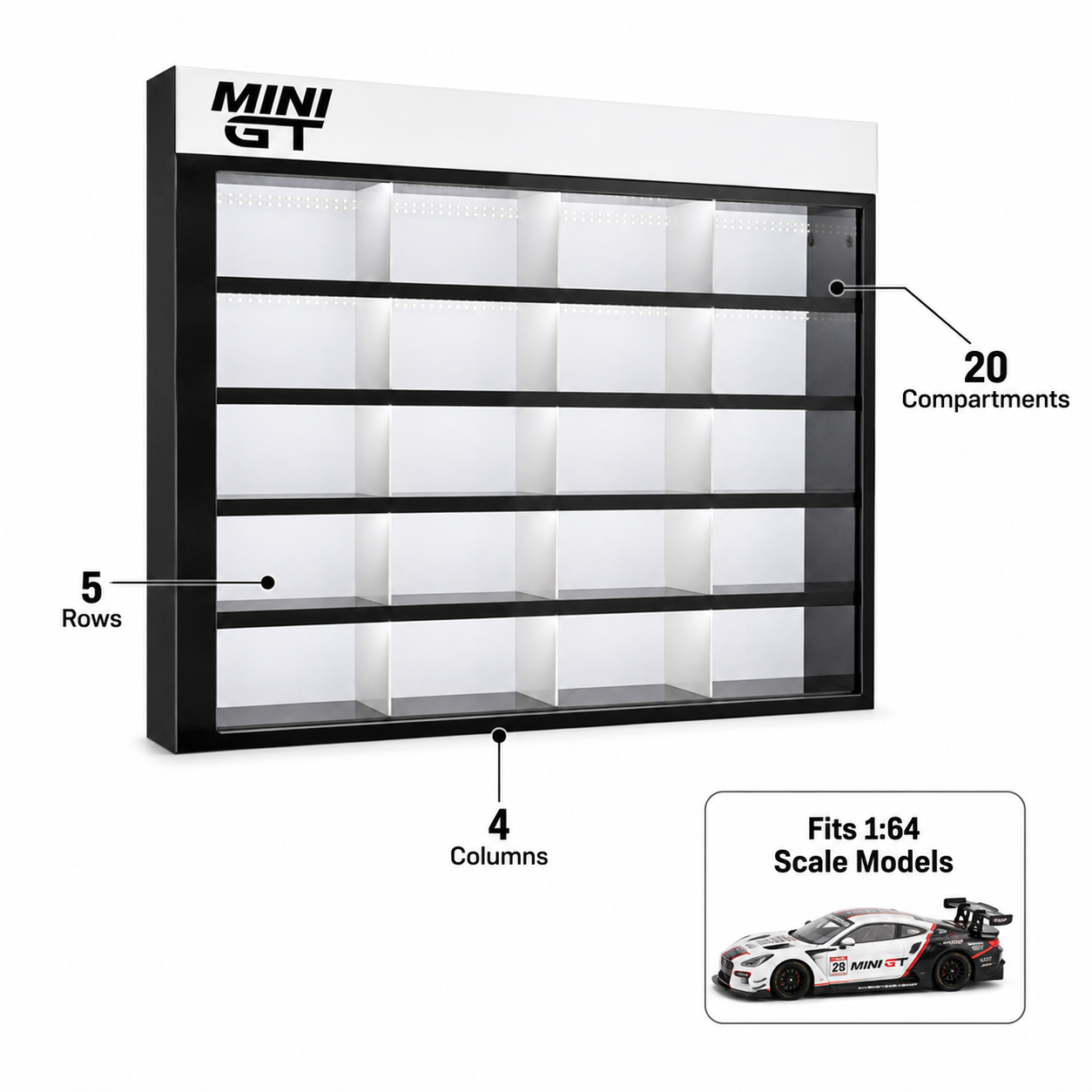 Mini GT 20-Compartment Display Case with Sliding Cover