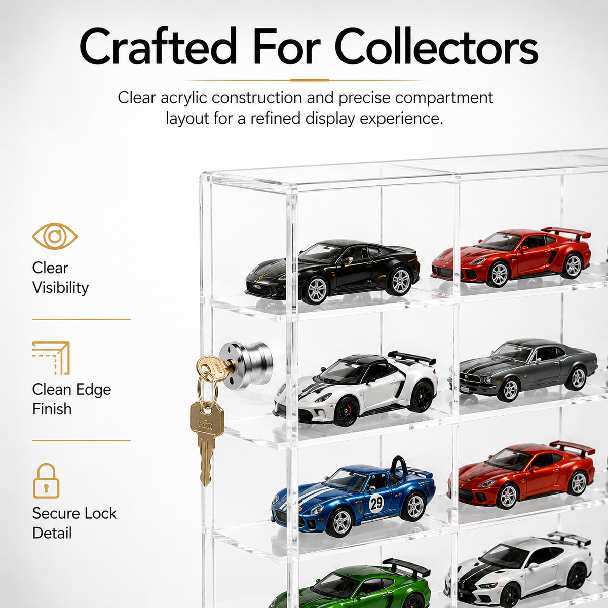 50-Compartment Display Case with Sliding Cover – 1:64 Scale