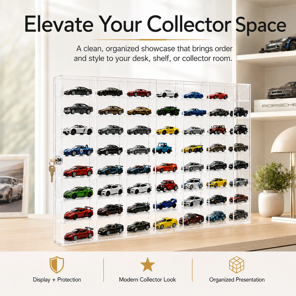 50-Compartment Display Case with Sliding Cover – 1:64 Scale