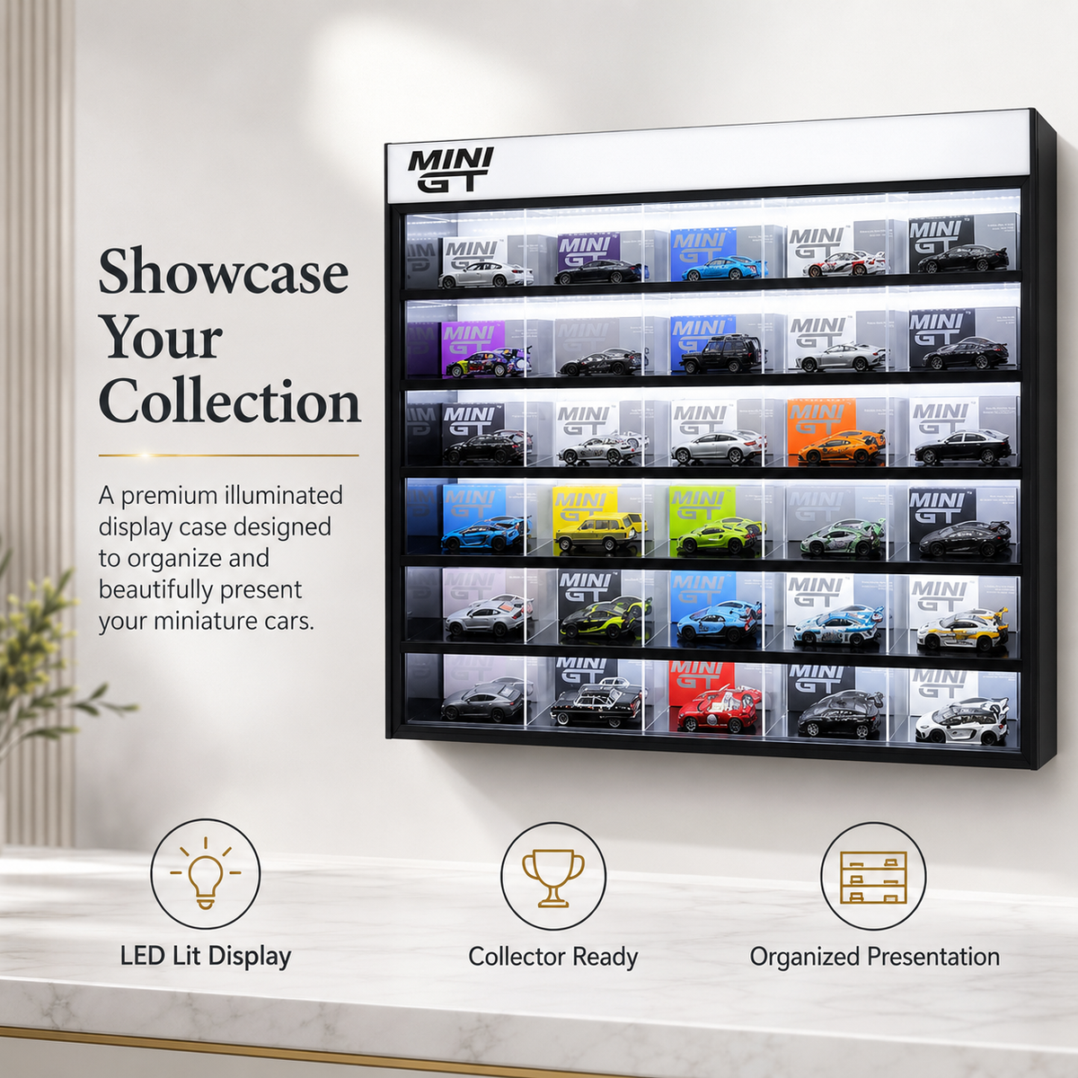 30-Compartment Display Case with Sliding Cover – Mini GT 1:64 Scale