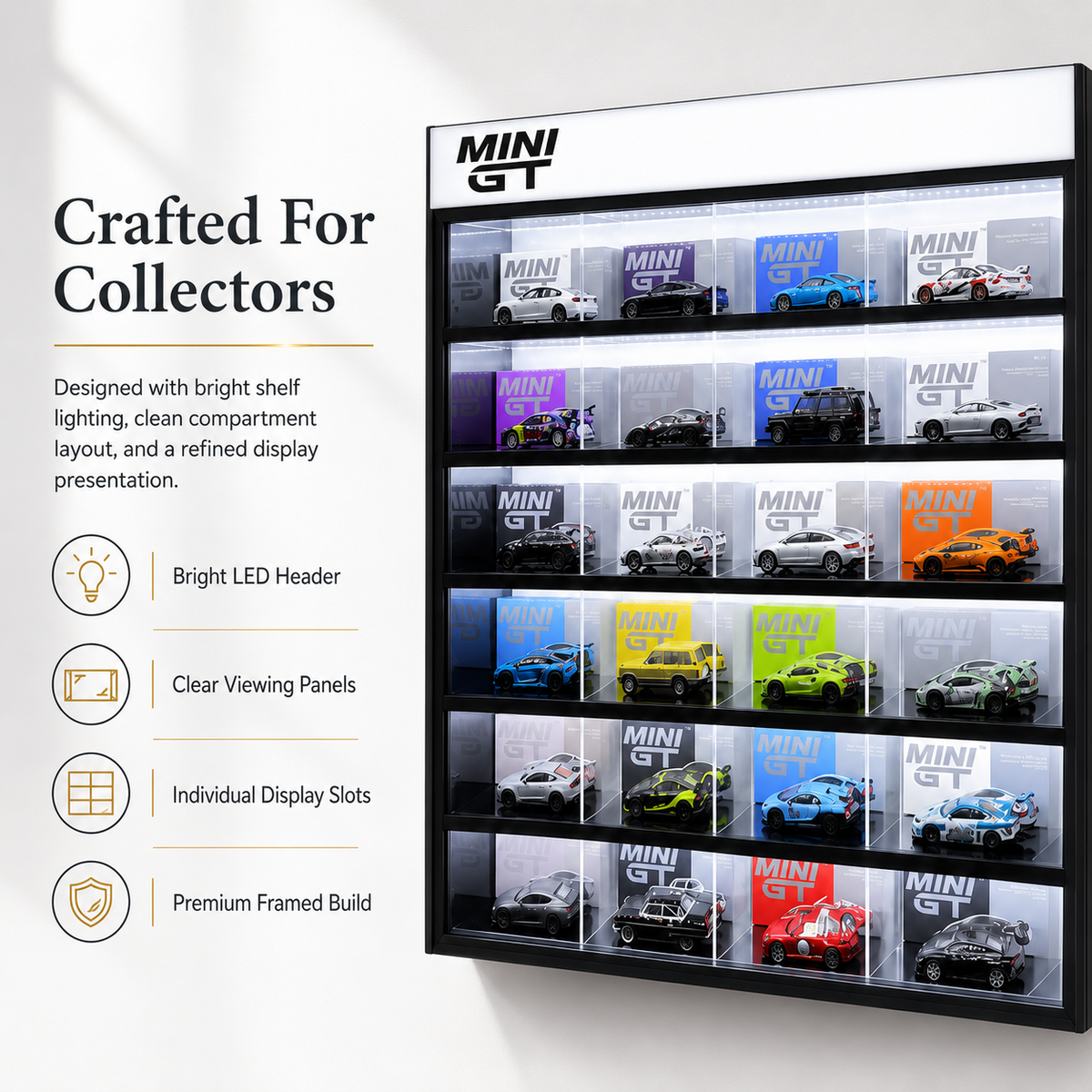 30-Compartment Display Case with Sliding Cover – Mini GT 1:64 Scale