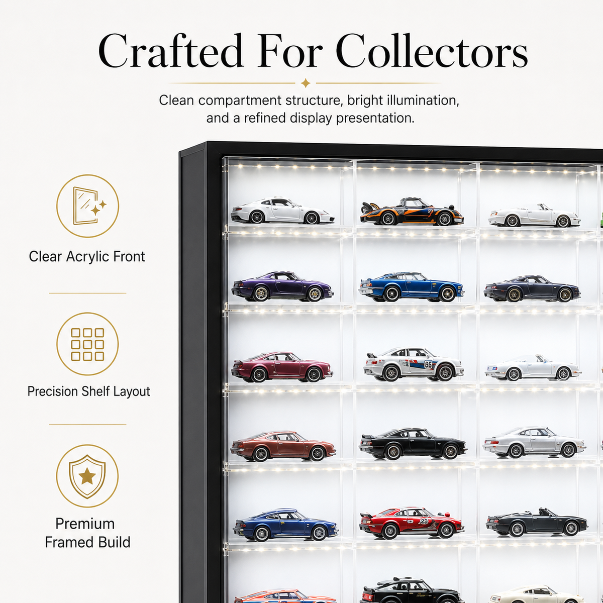 100-Compartment Display Case with Sliding Cover – 1:64 Scale