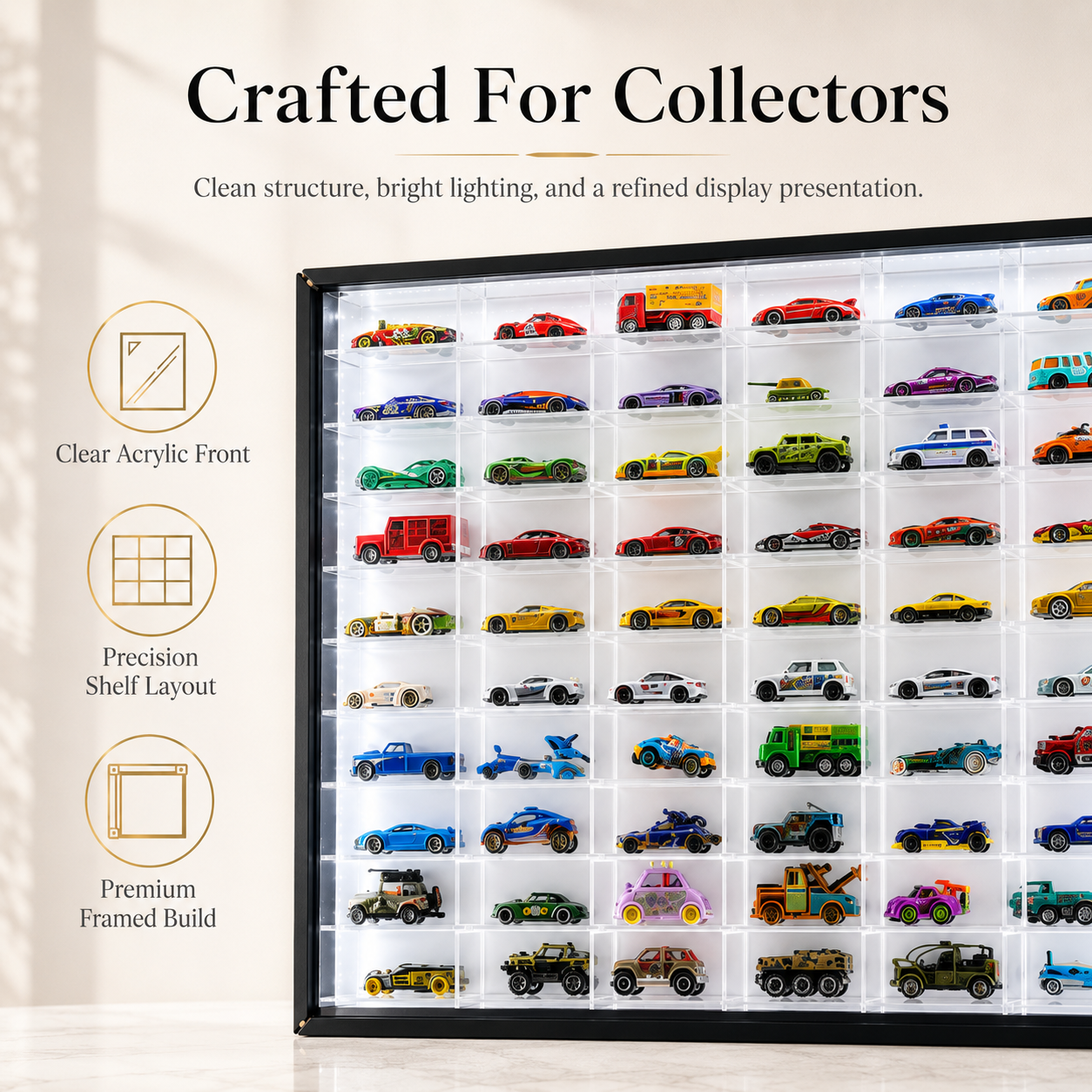 78-Compartment LED Display Case
