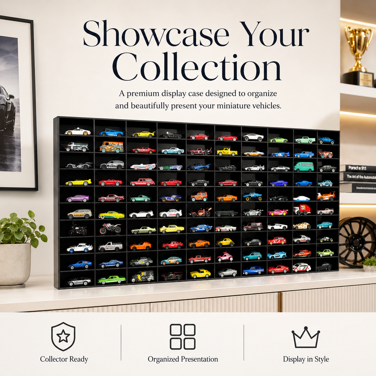 100-Compartment Hot Wheels Organiser – Black