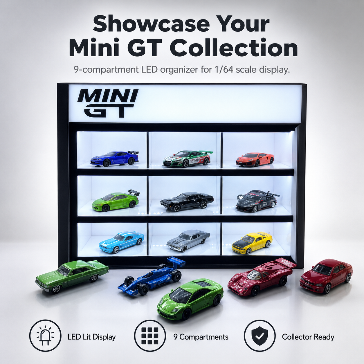 Mini GT 9-Compartment Display Case