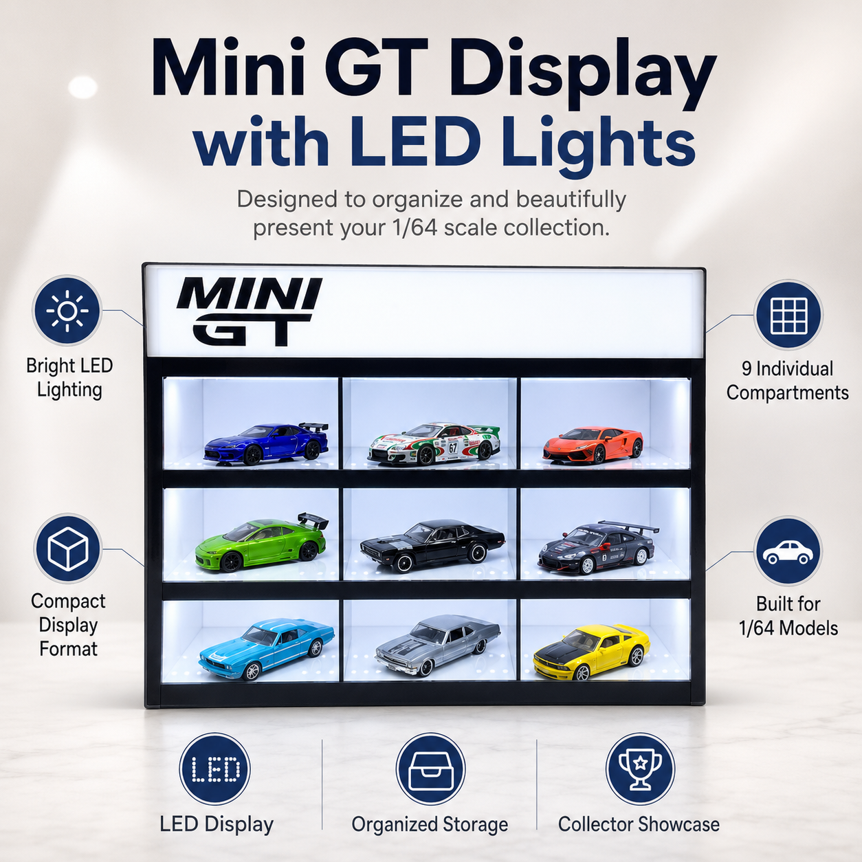 Mini GT 9-Compartment Display Case