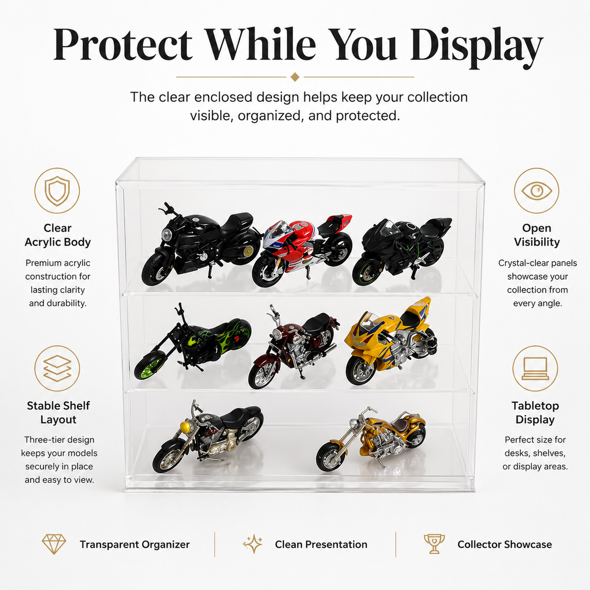 Motor Bikes 1:18 Transparent Organiser