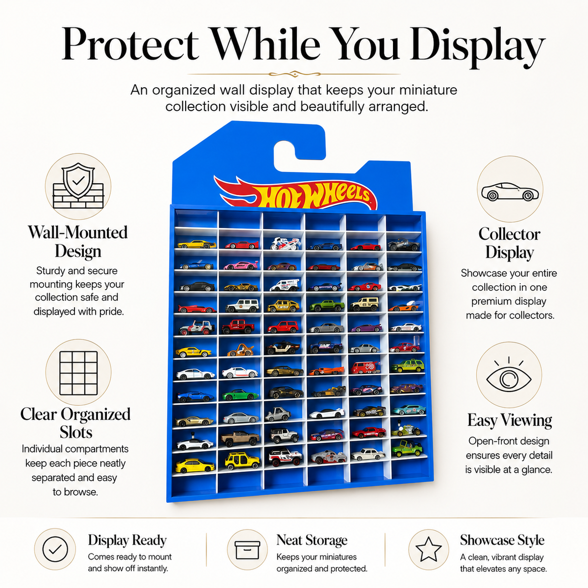 78-Compartment Display Case with Sliding Cover & Hot Wheels Banner