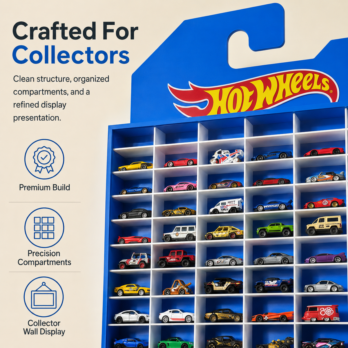 78-Compartment Display Case with Sliding Cover & Hot Wheels Banner