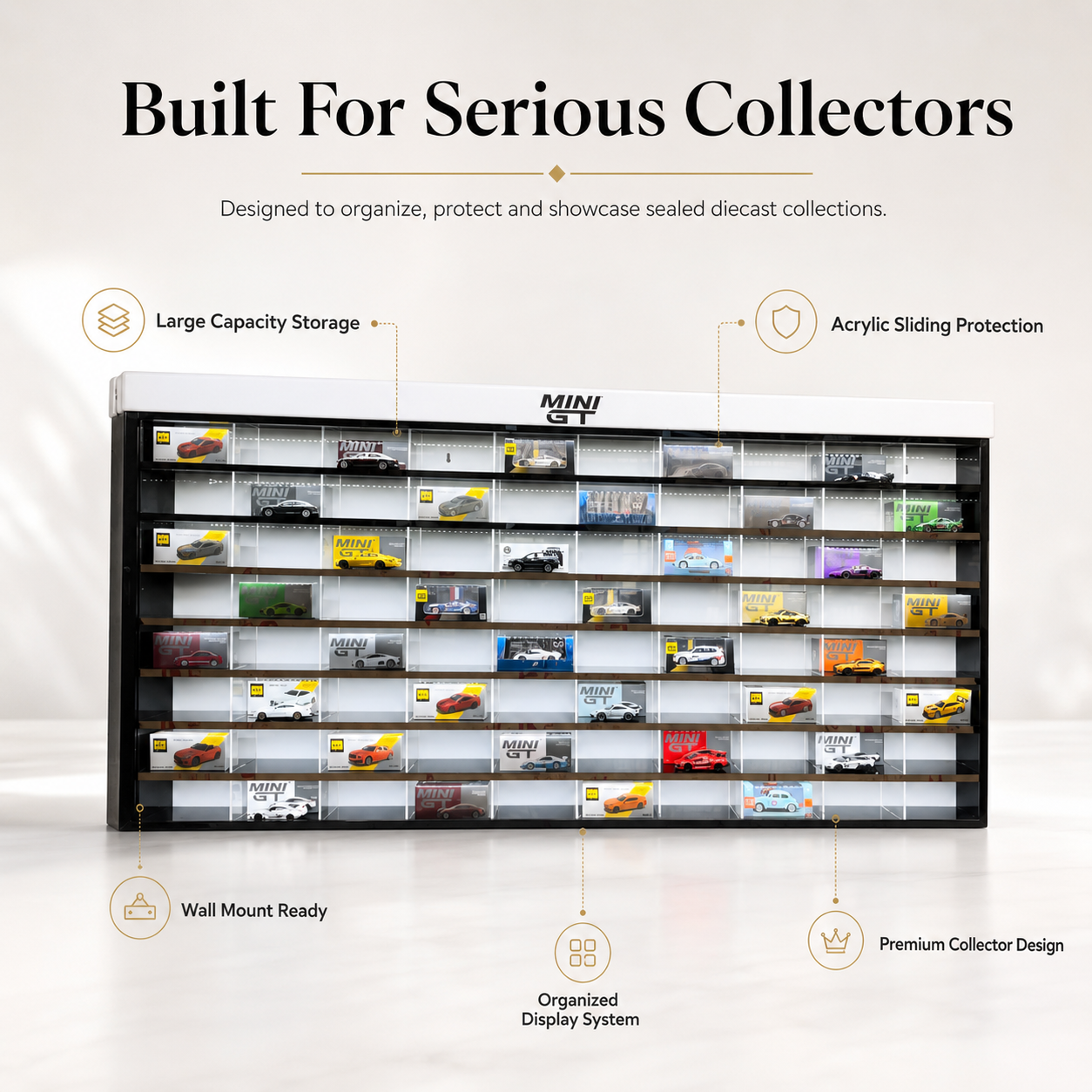 80-Compartment Display Case with Sliding Cover – Mini GT 1:64 Scale
