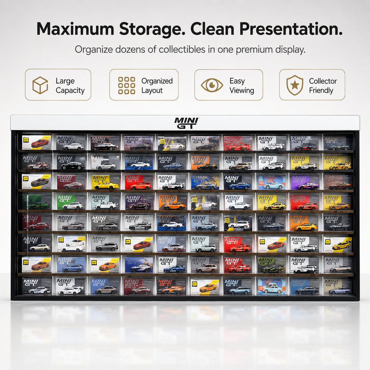 80-Compartment Display Case with Sliding Cover – Mini GT 1:64 Scale