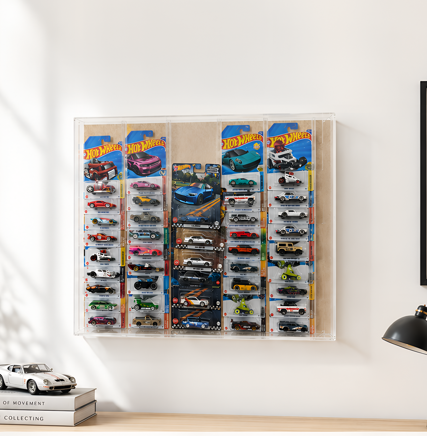 Wall-Hanging Card Holder for 40 Mainline & 10 Premium Carded Hot Wheels