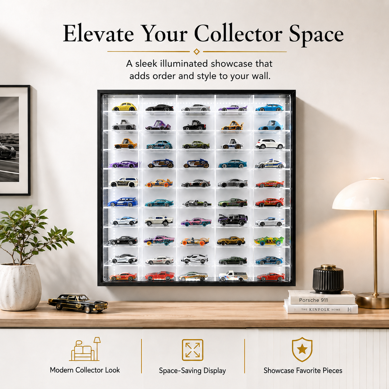 50-Compartment LED Display Case