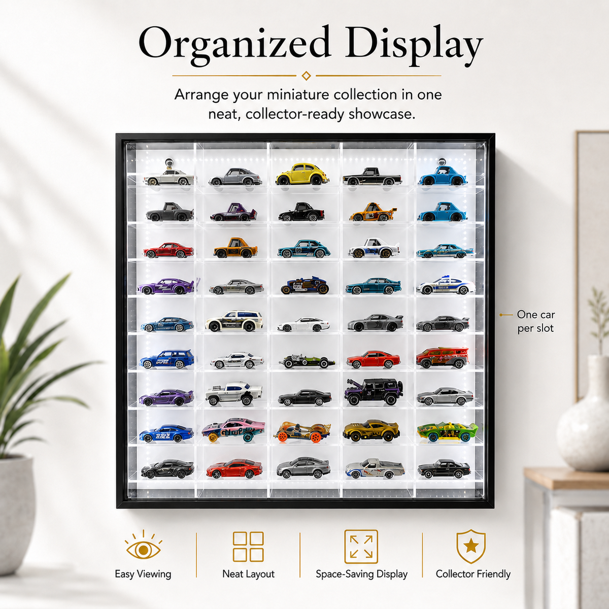50-Compartment LED Display Case