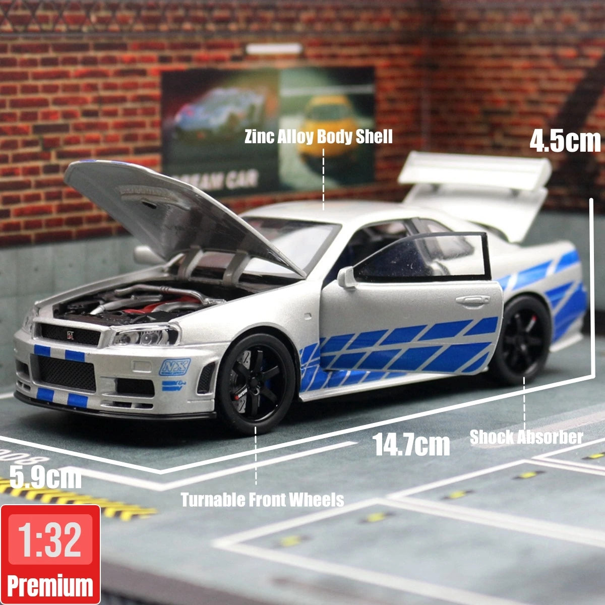 Track Culture™ Skyline GT-R R34 Diecast Model – 1:32