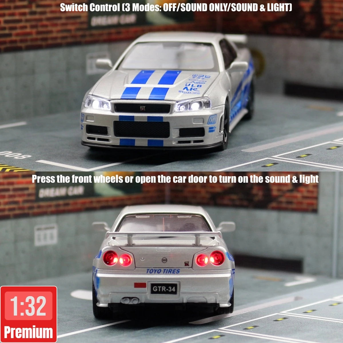 Track Culture™ Skyline GT-R R34 Diecast Model – 1:32