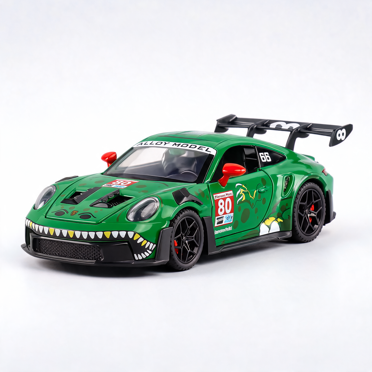 Track Culture 911 GT3 RS Dino Edition - green, white studio, front three-quarter