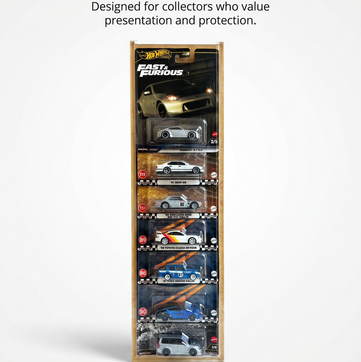 Wall-Hanging Card Holder for 8 Carded Cars – Transparent