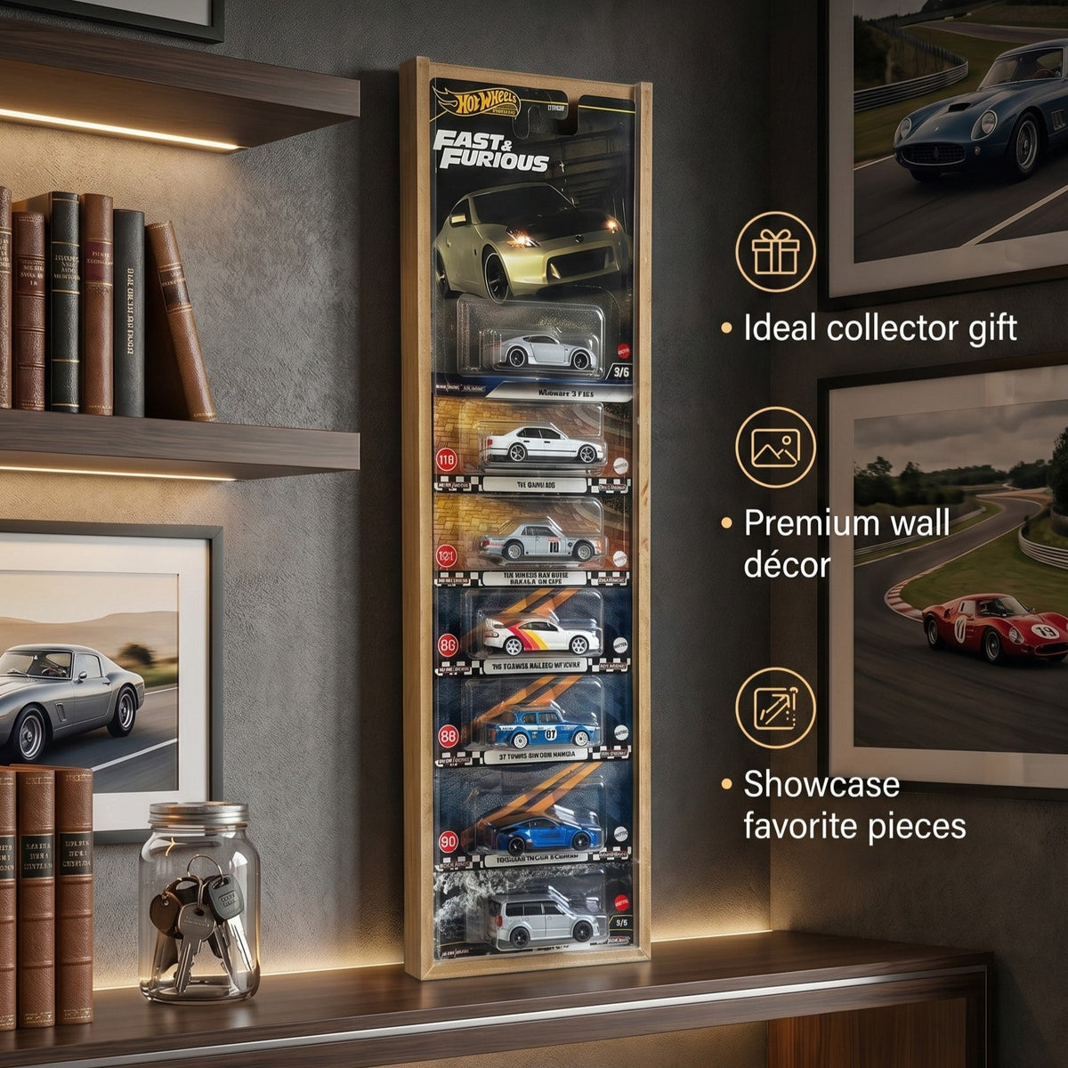 Wall-Hanging Card Holder for 8 Carded Cars – Transparent