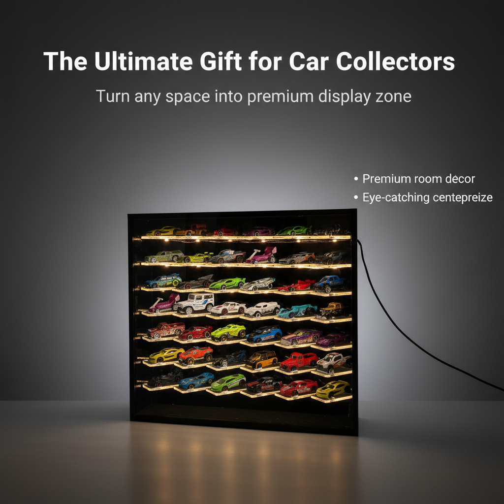 42-Car Cross Display Case with Sliding Cover
