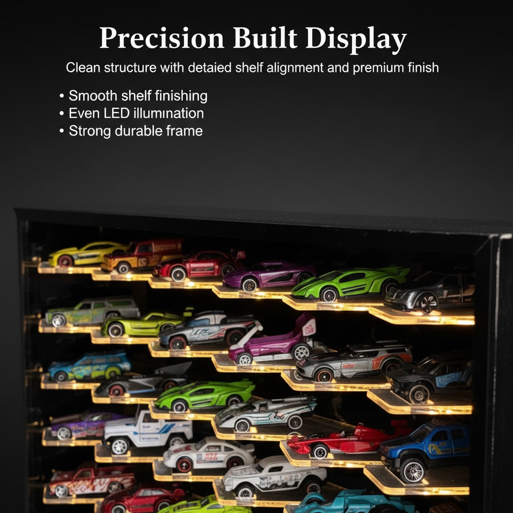 42-Car Cross Display Case with Sliding Cover